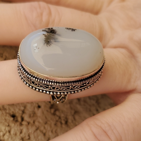 New Dendritic Opal 925 Silver Ring. - Picture 11 of 12